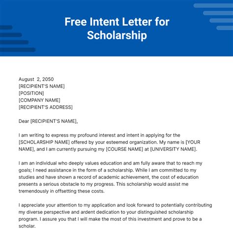 How To Write A Letter Of Intent For Scholarship (4 PDF Sample .